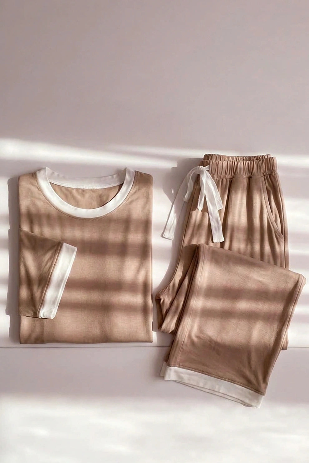 Skin White Round Neck Plazzo PJ Set