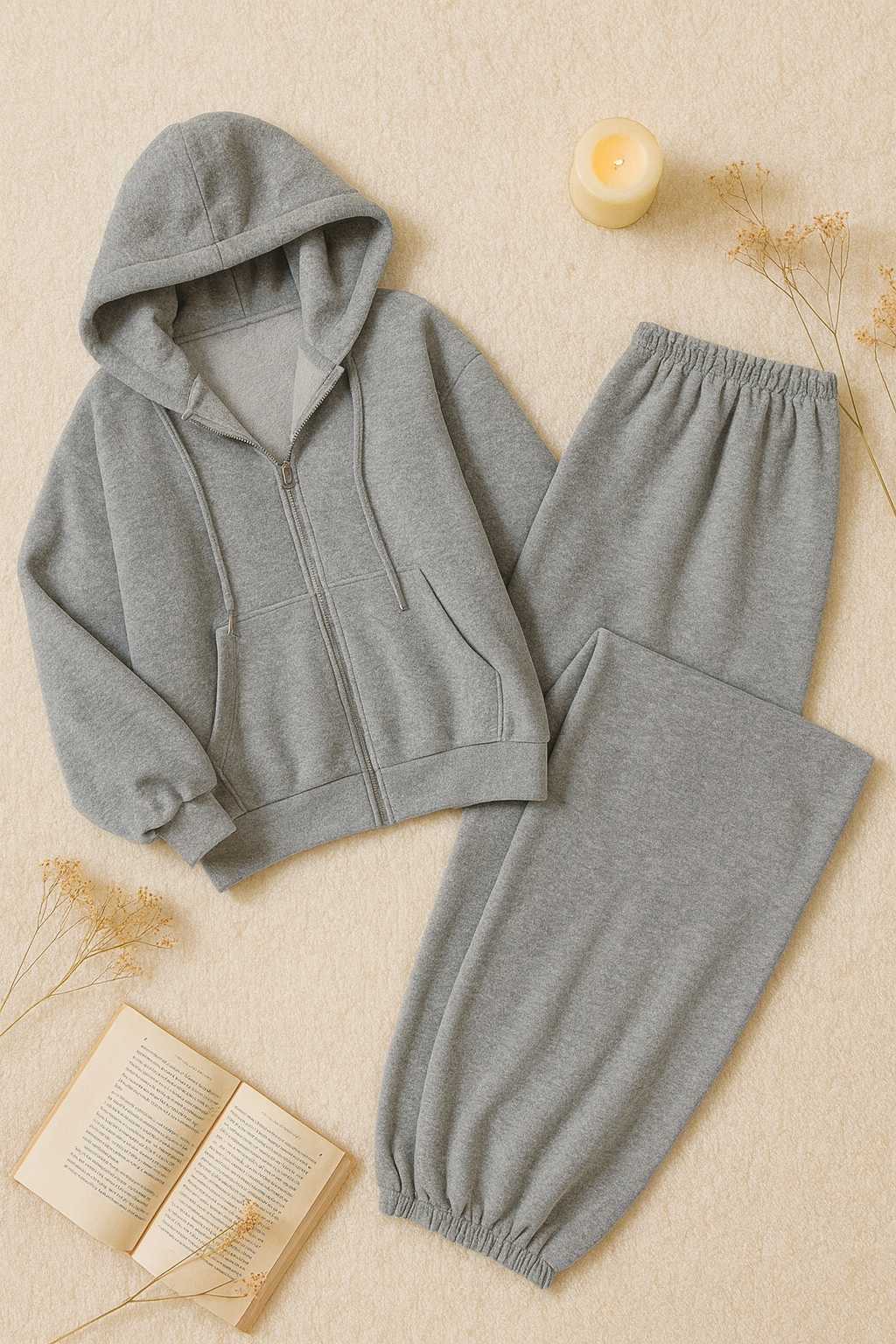 Cloud flower Zipper co-ord - Light Gray