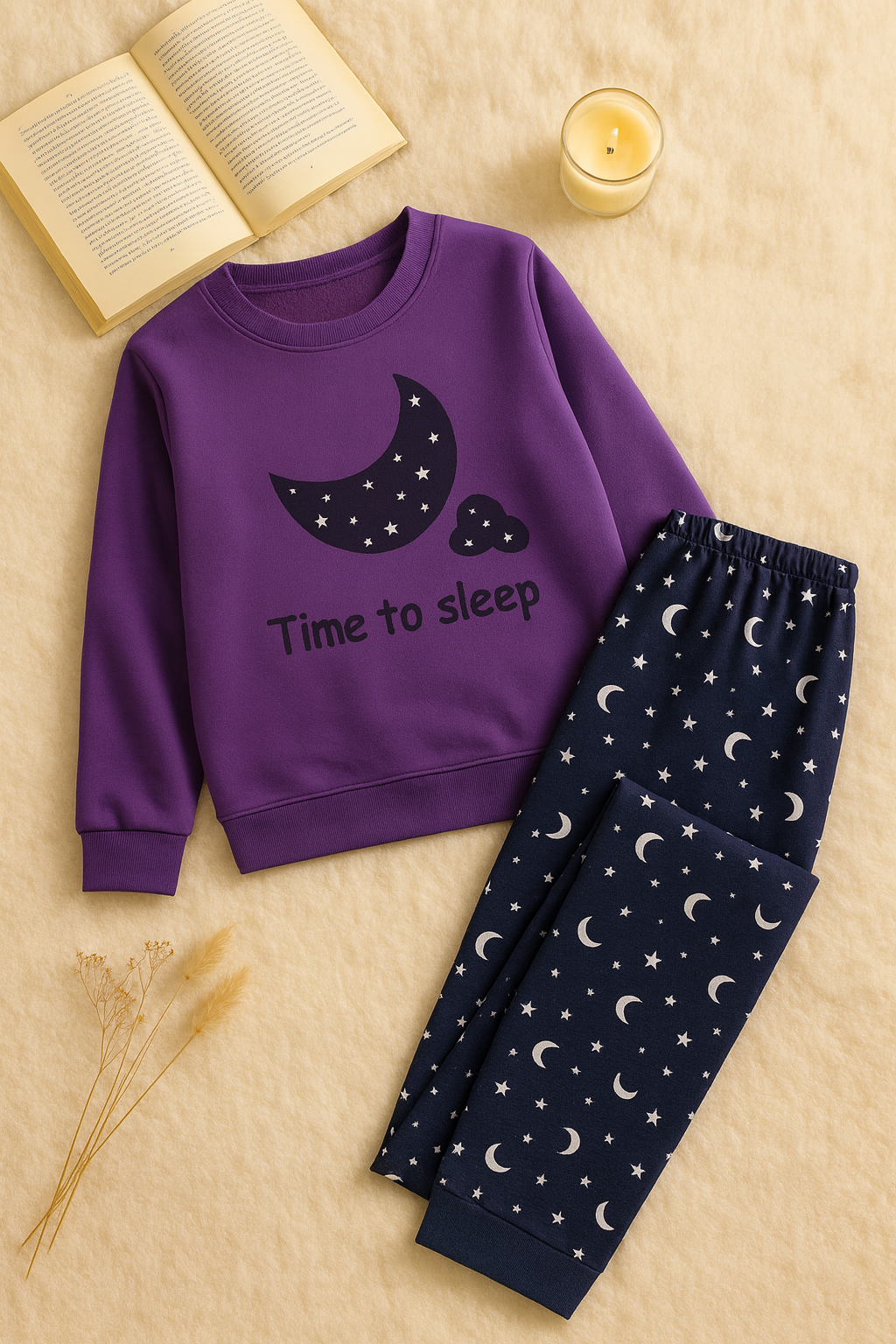 Winter Purple Time To Sleep Co-Ord Set Night Suit