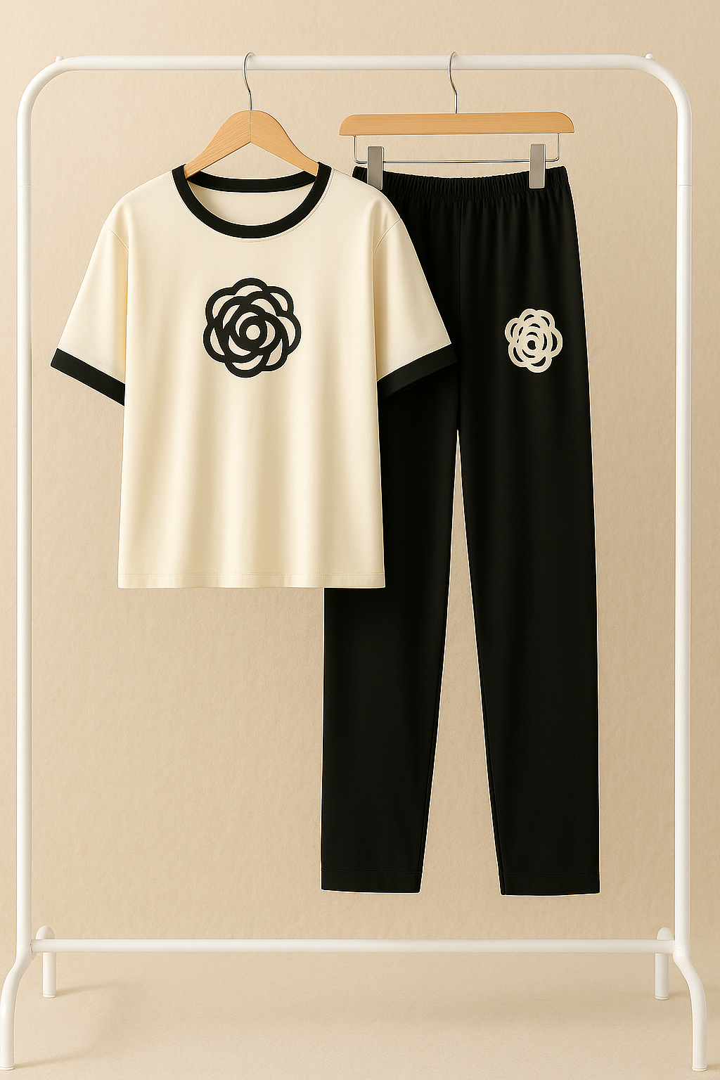 White Flower Style Track Suit