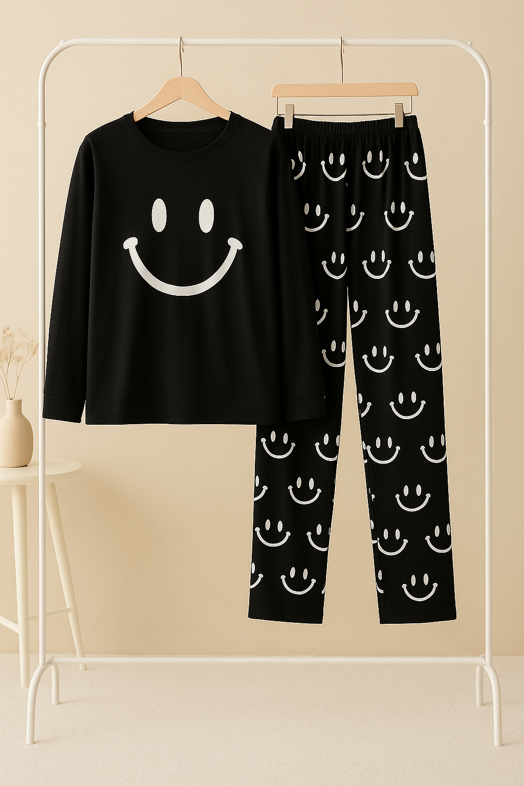 Black Smiley Face Style Night Dress