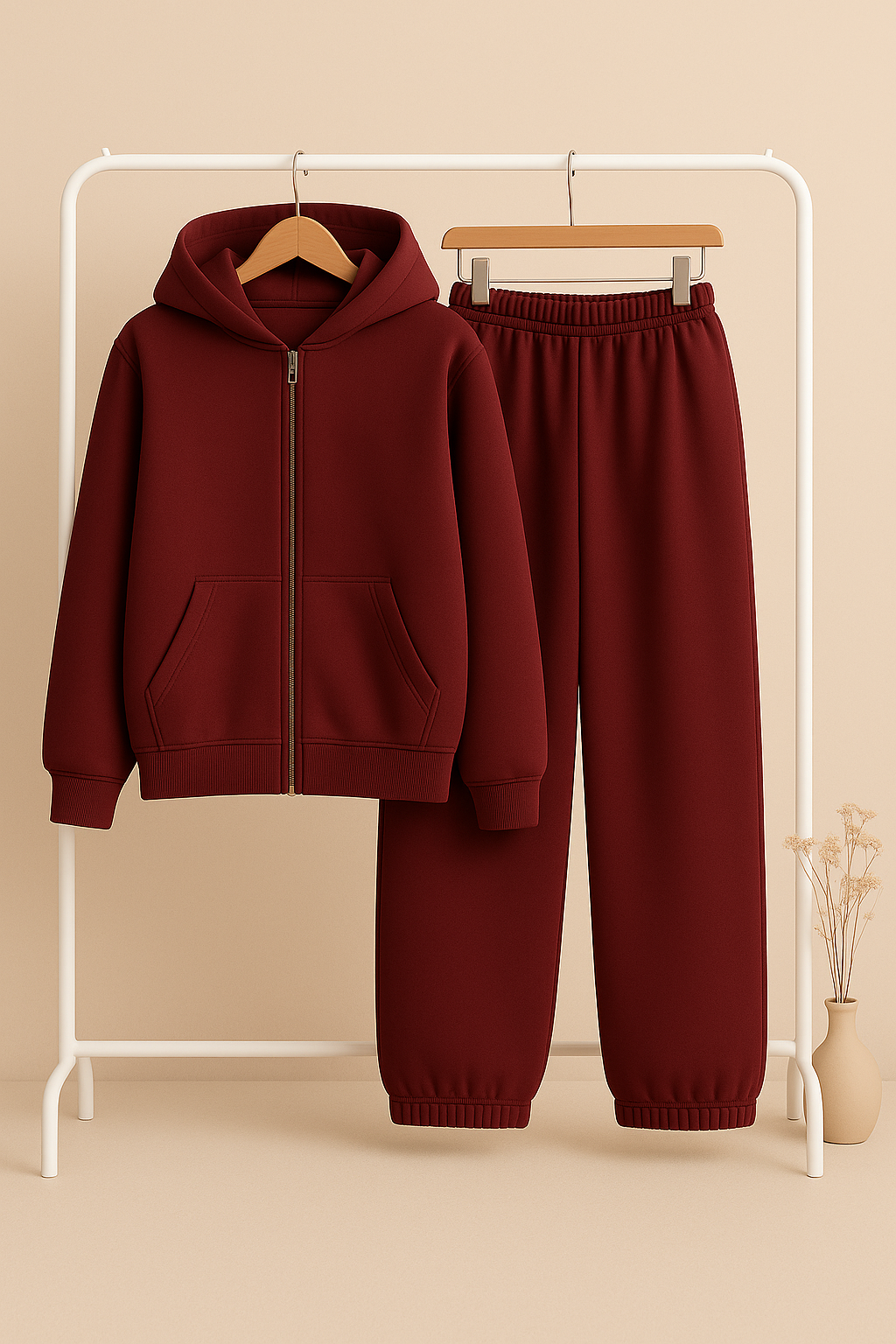 Cloud flower Zipper co-ord - Maroon