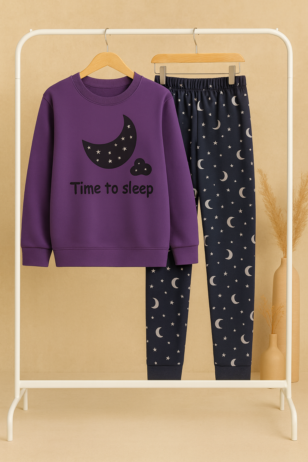 Winter Purple Time To Sleep Co-Ord Set Night Suit