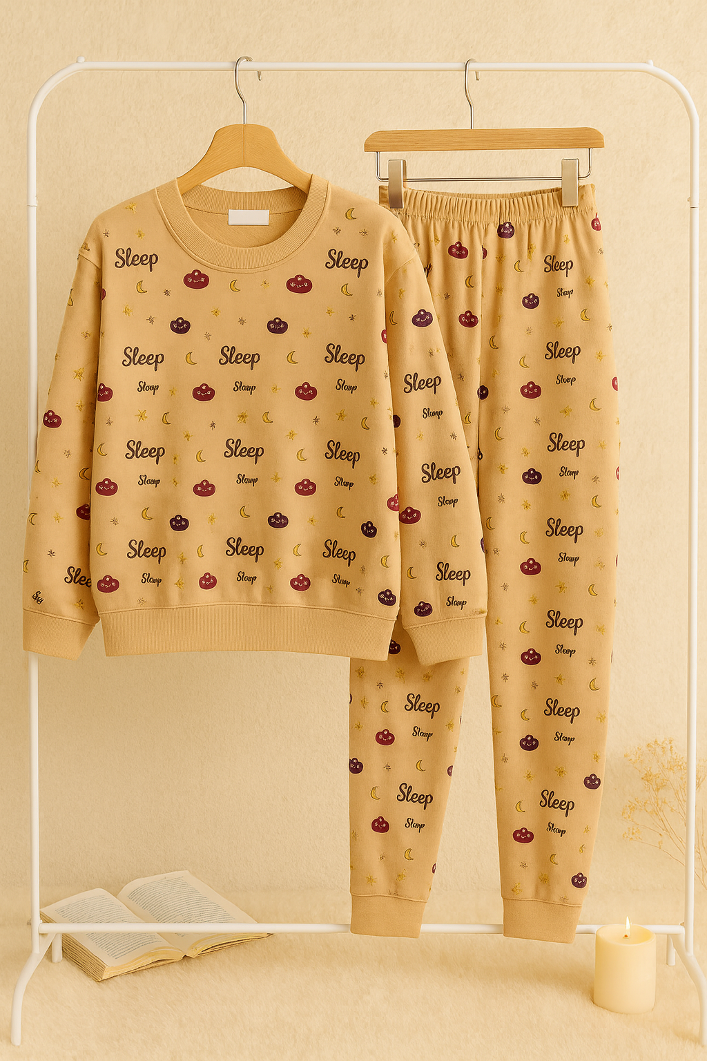 Winter Peach Clouds Sleep Co-Ord Set Night Suit