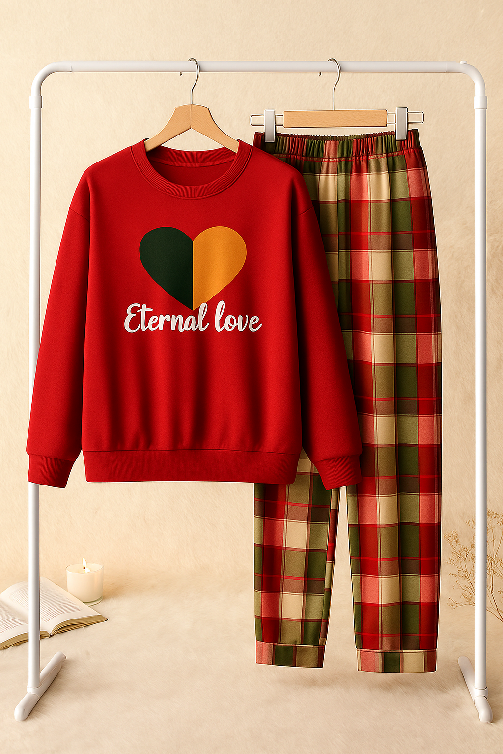 Winter Red Eternal Love Co-Ord Set Night Suit