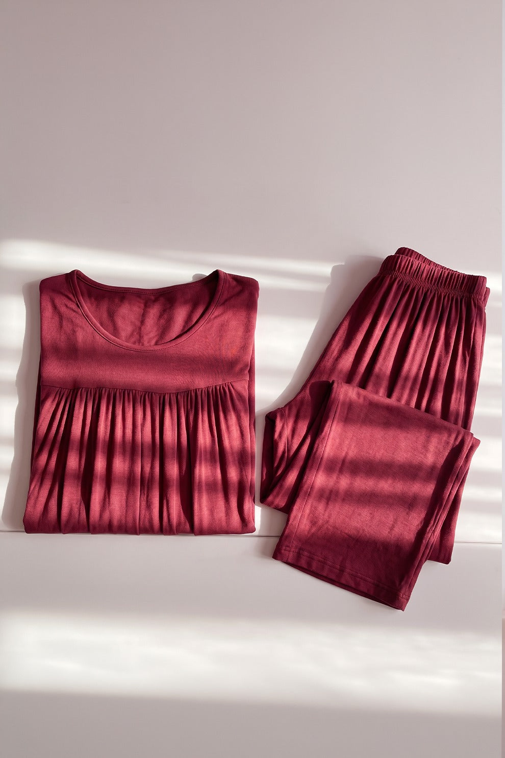Maroon Round Neck Frill and Plazoo For Women