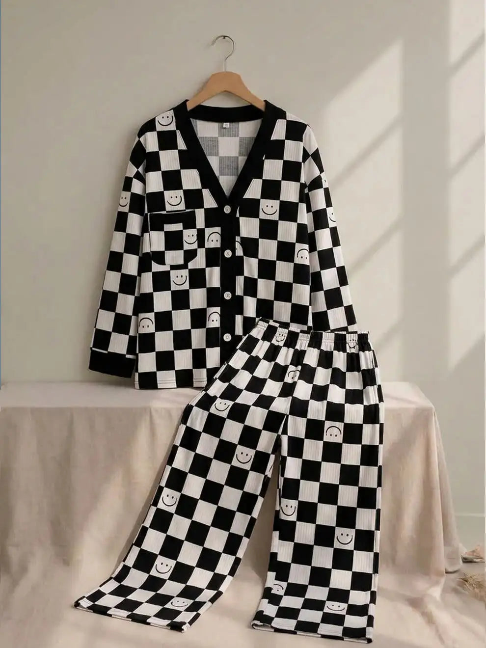 - Checkerboard Pajama Set black