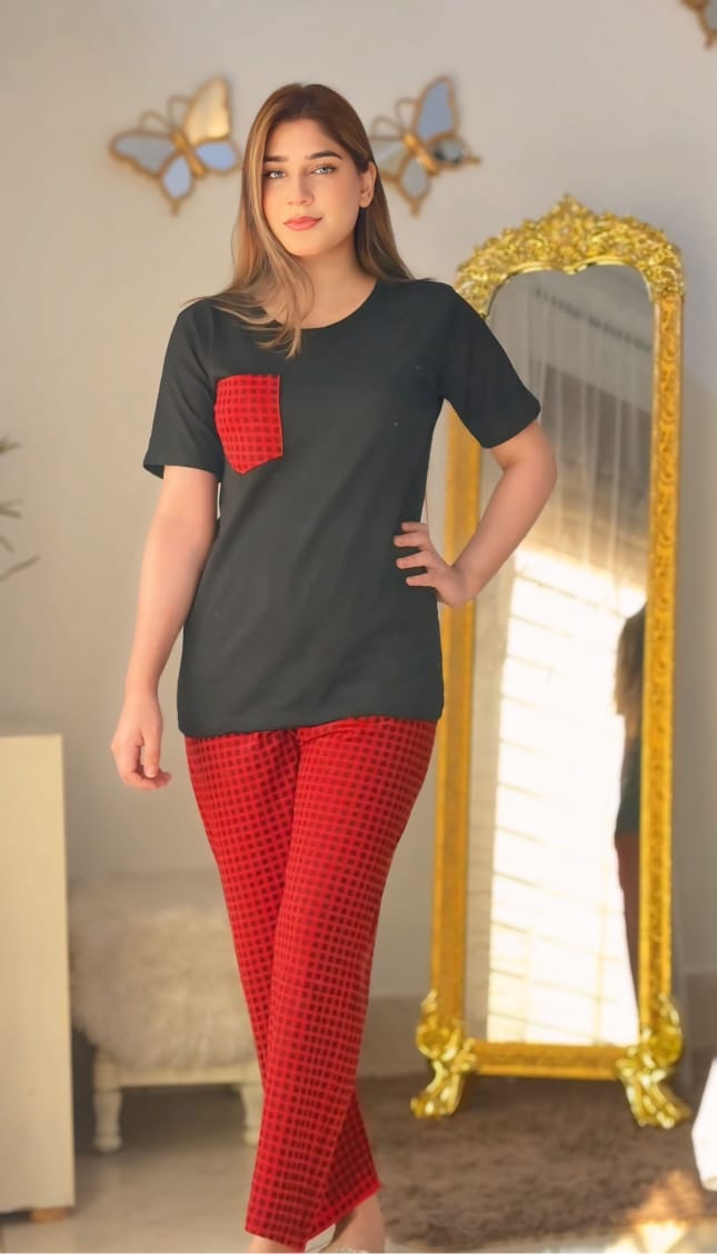 Black and Red Check Style