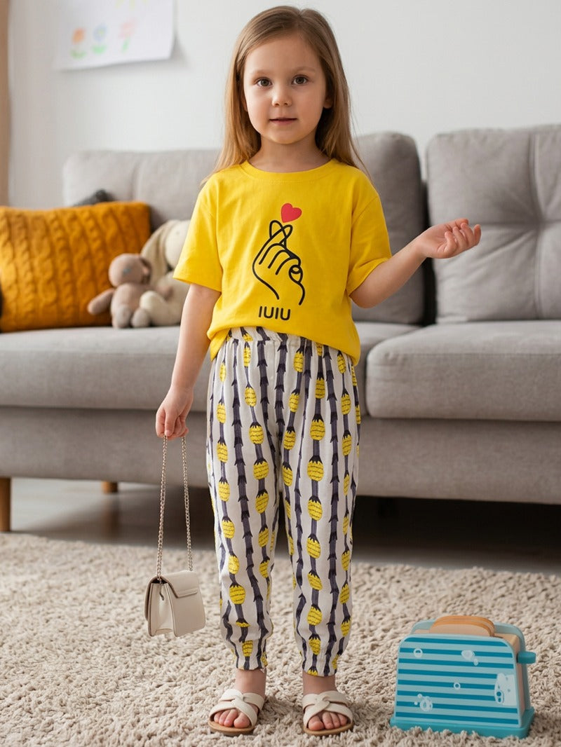 Heart Print Cotton Night Suit