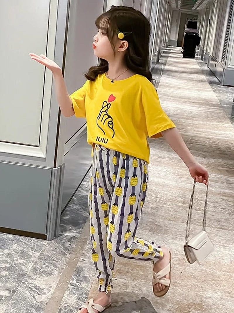 Heart Print Cotton Night Suit