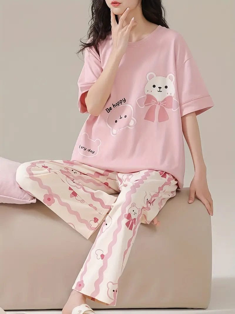 Cute Bear Print Night Suit.