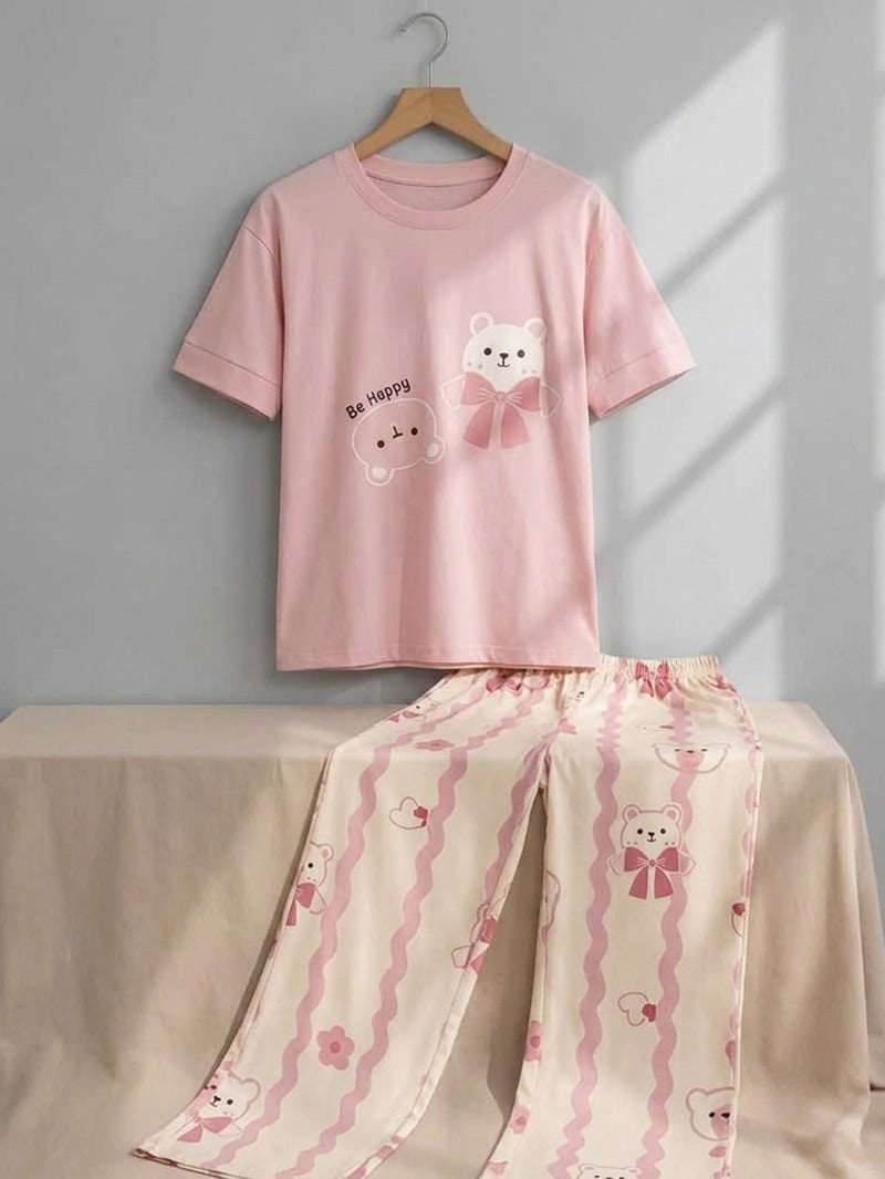 Cute Bear Print Night Suit.