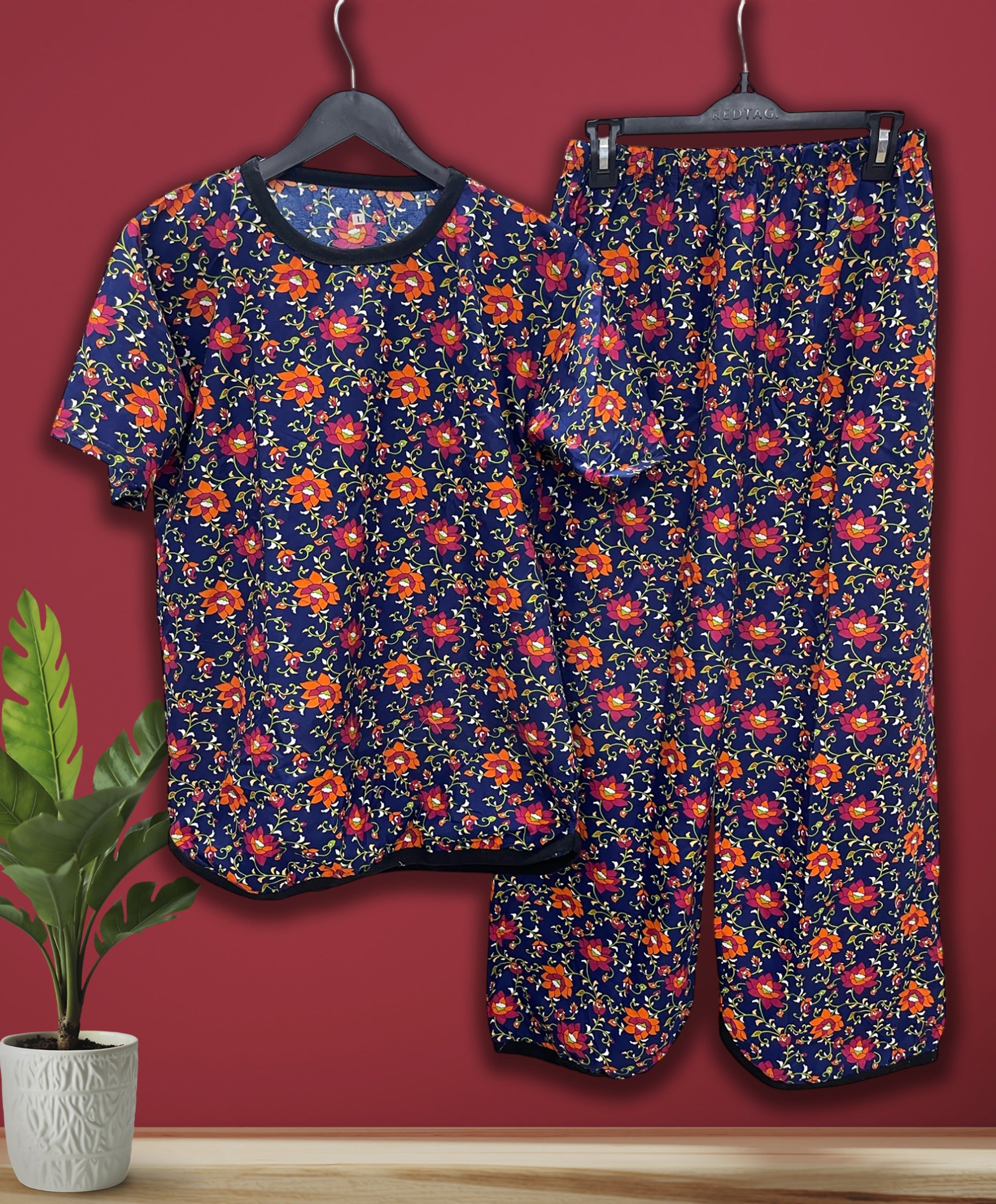 DEEP BLUE POPPY GARDEN PRINTED SHIRT AND TROUSER