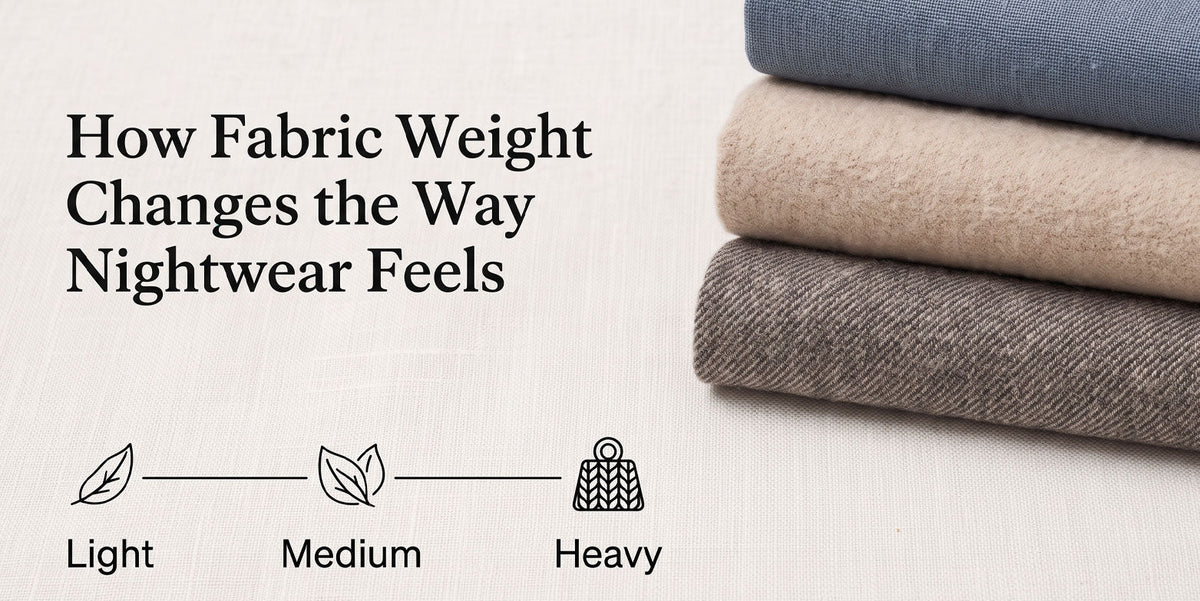 What does fabric weight or GSM mean, and how does it change warmth, drape and opacity in nightwear? A simple guide to light, medium and heavy fabrics.