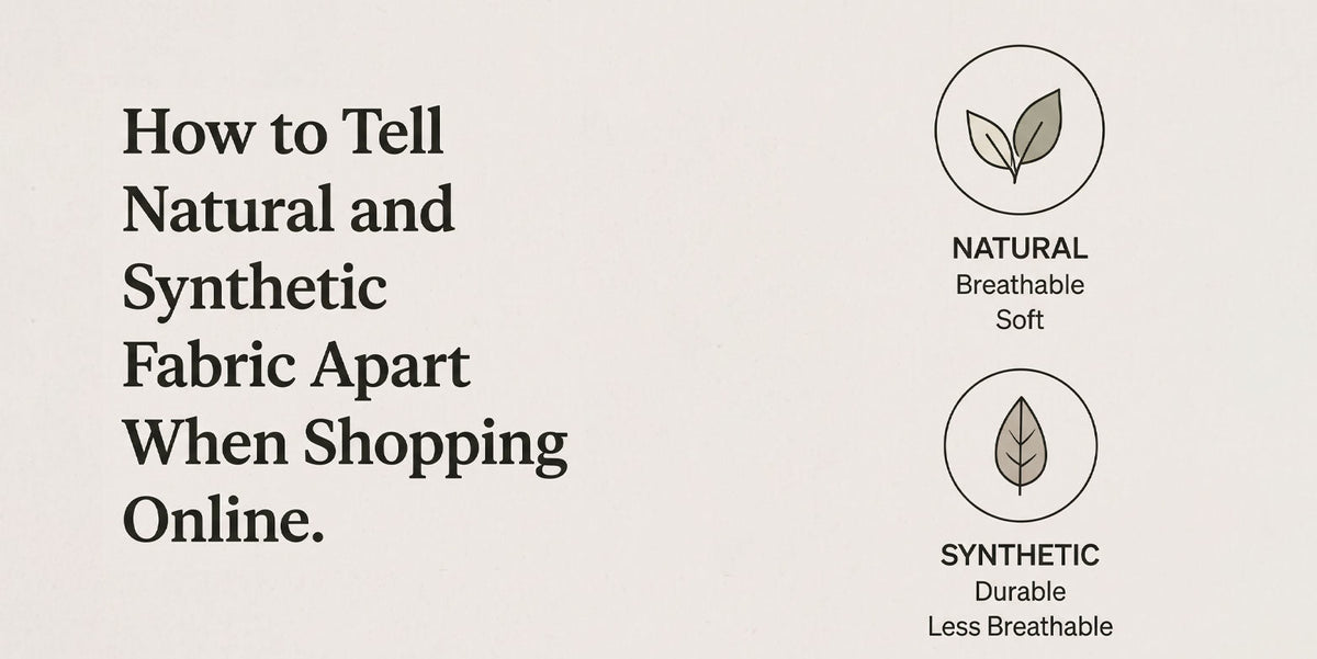 How to tell natural and synthetic fabric apart when you can't touch it: composition labels, trade names, price, shine and care clues for nightwear.