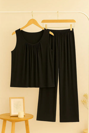  - Black Sando Tshirt With PLazo Pajama