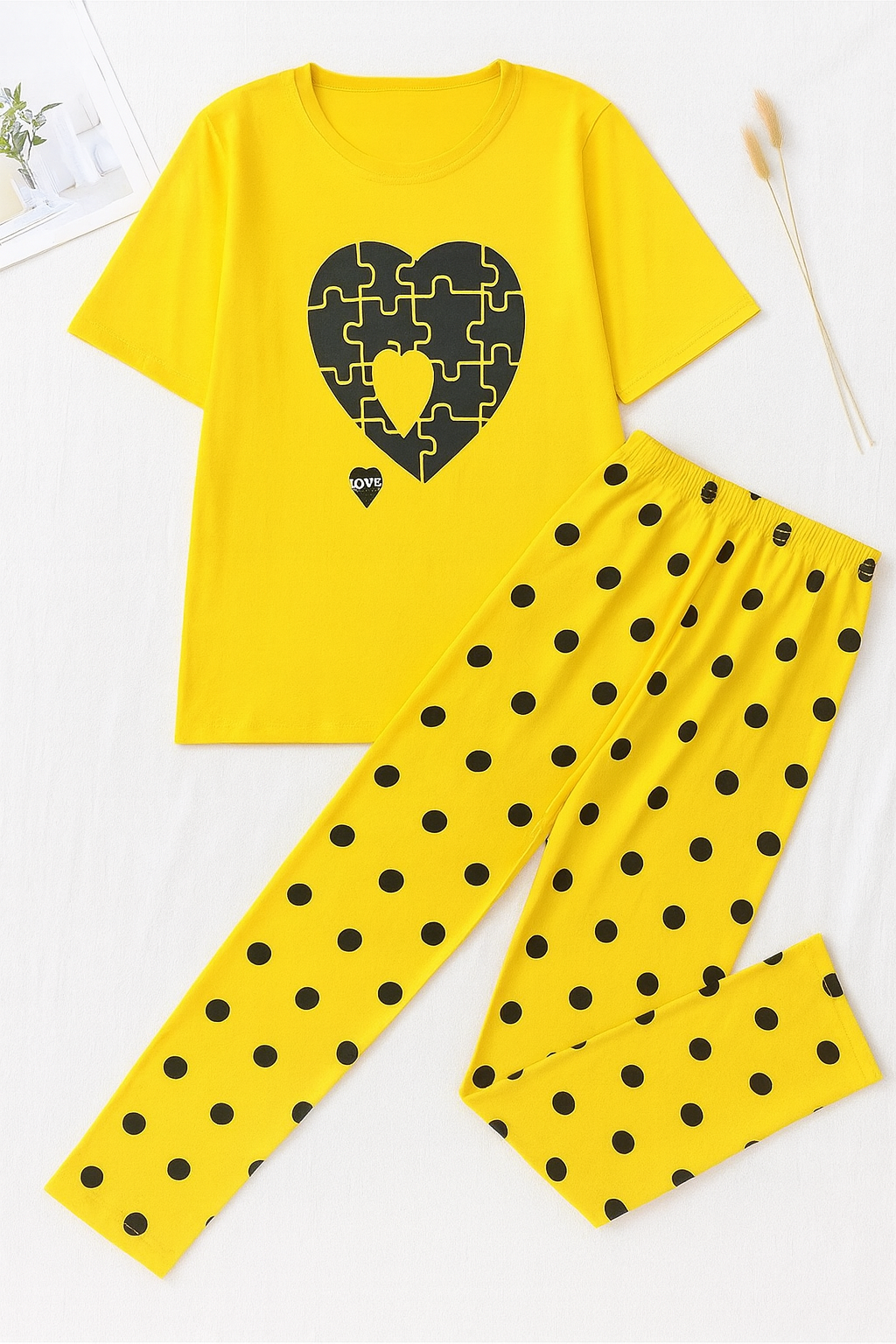 Yellow Puzzle Heart