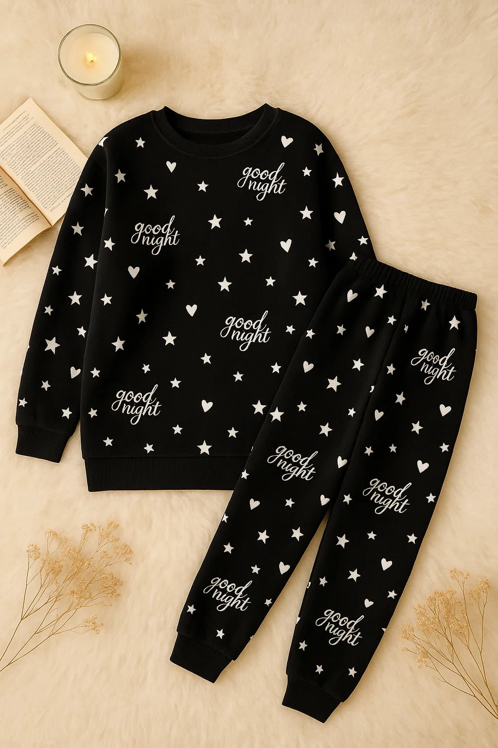 Winter Black Goodnight Comfort Co-Ord Set Night Suit