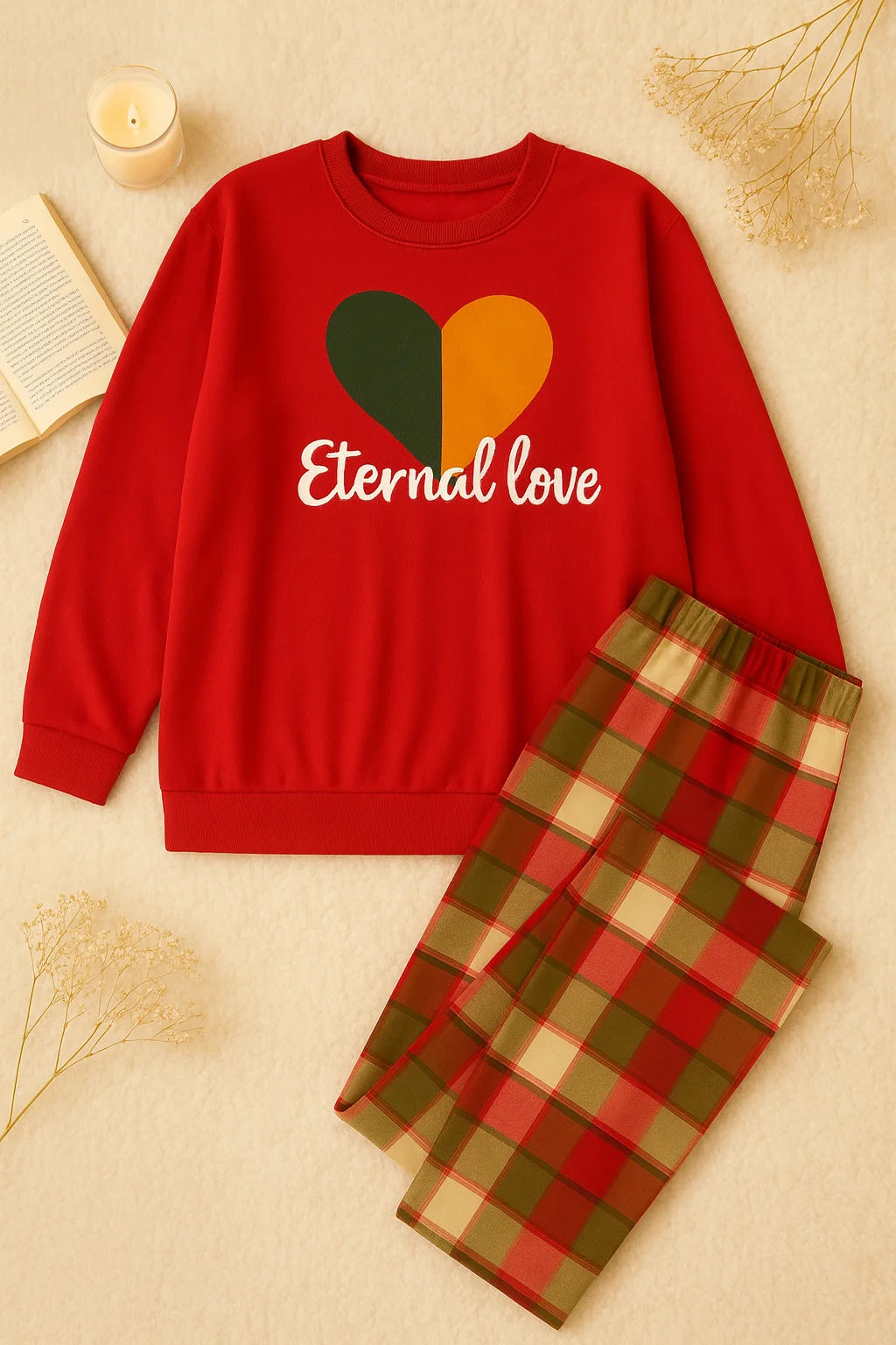 Winter Red Eternal Love Co-Ord Set Night Suit