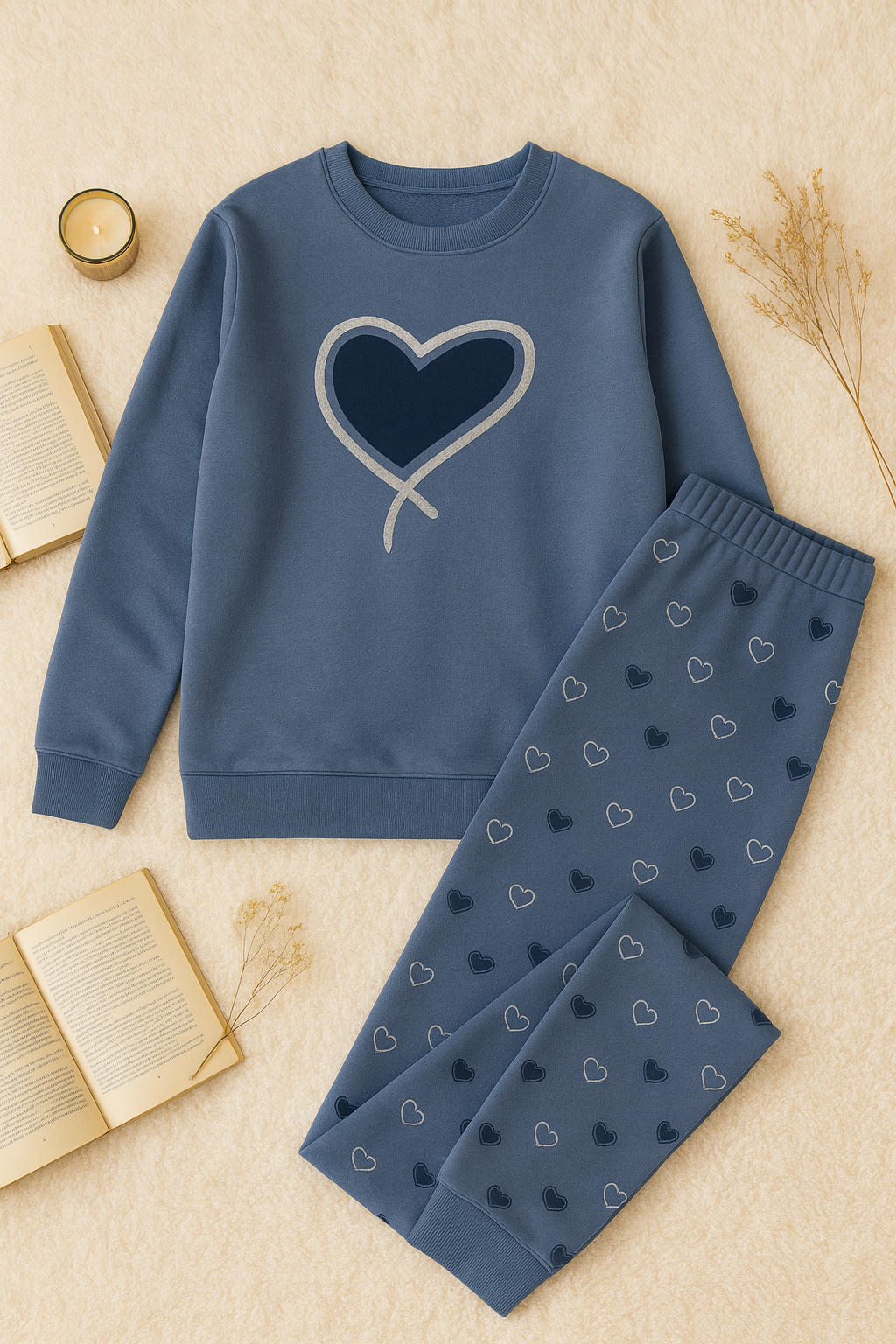 Winter Ocean Heart Co-Ord Set Night Suit