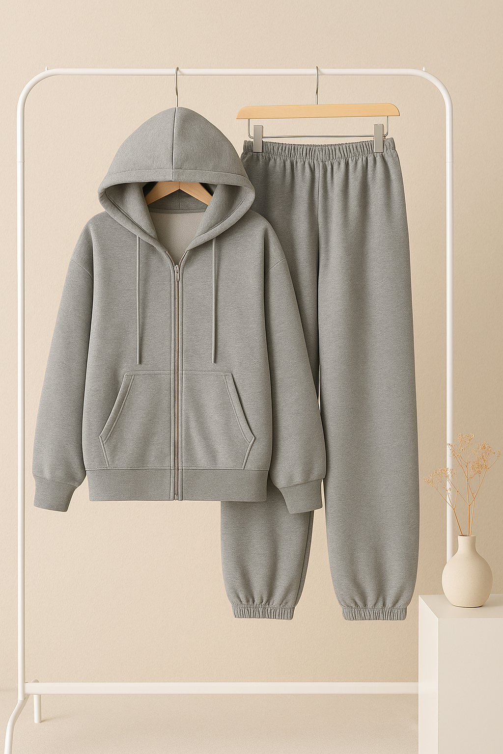 Cloud flower Zipper co-ord - Light Gray