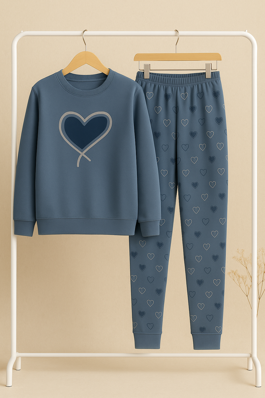 Winter Ocean Heart Co-Ord Set Night Suit