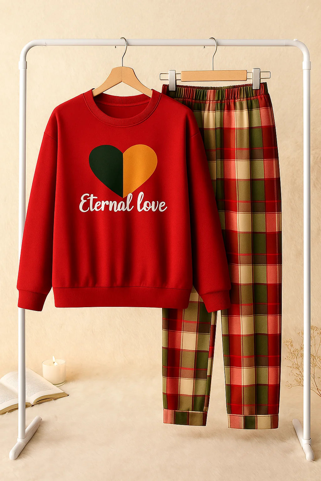 Winter Red Eternal Love Co-Ord Set Night Suit