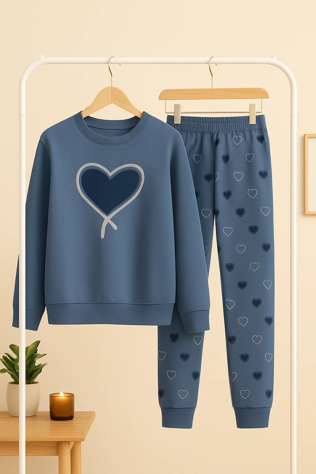Winter Ocean Heart Co-Ord Set Night Suit