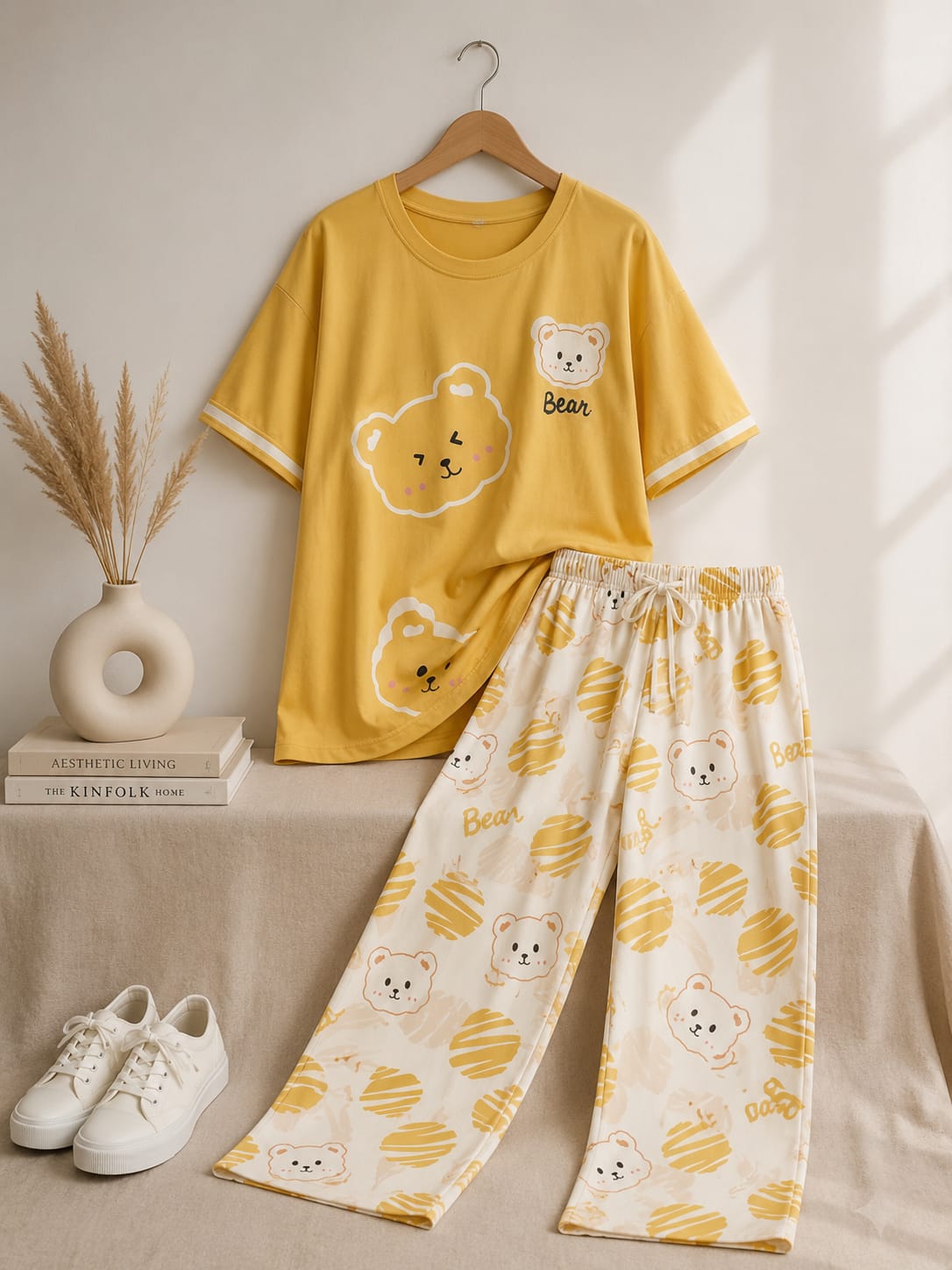 Yellow Bear Print Ladies Nightwear