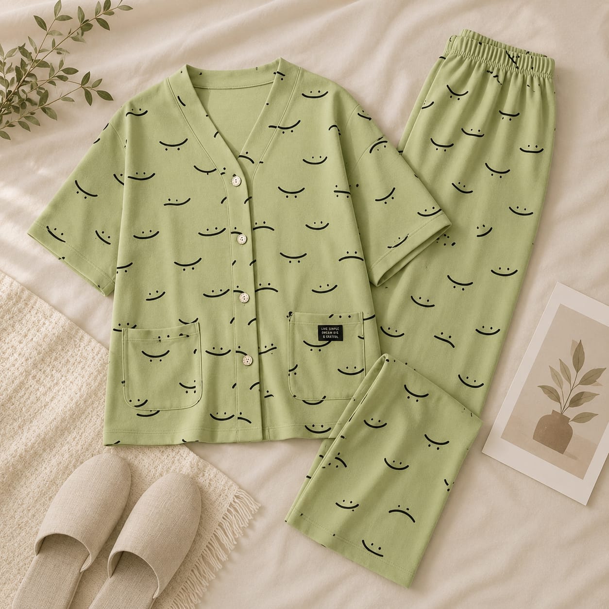 Smiley Button Down Suit