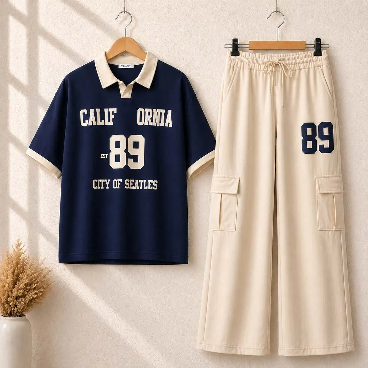  - Polo and Cream Cargo Pants Set