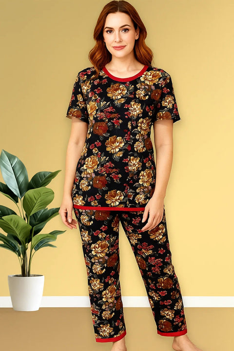 MIDNIGHT ROSE PRINTED SHIRT AND TROUSER